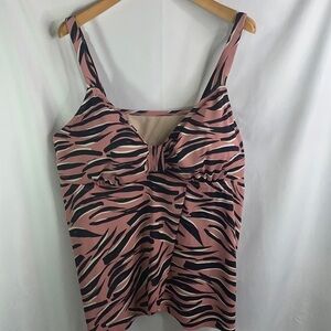 Evrl black, pink and cream tankini top